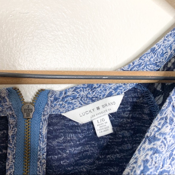 Lucky Brand Boho Floral Print Casual Tunic Short Sleeve T Shirt Blue Large L - Picture 5 of 10